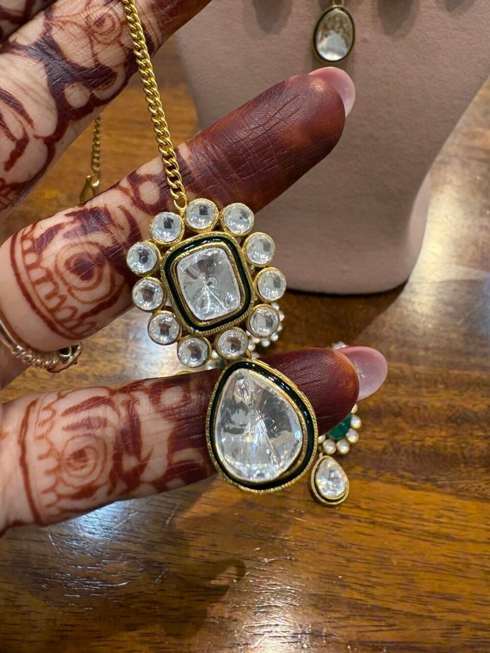Amulya Polki Bridal Necklace Set - Image 7