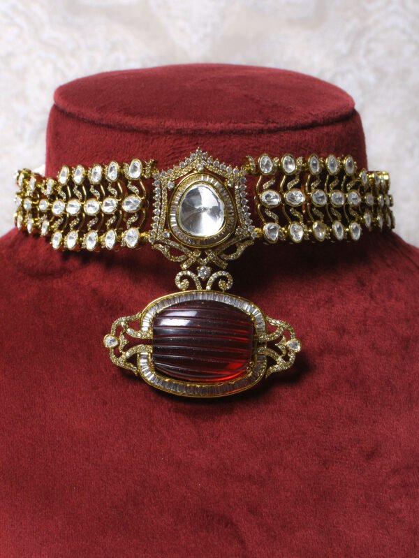 Sanya Polki Choker Set (Ruby)