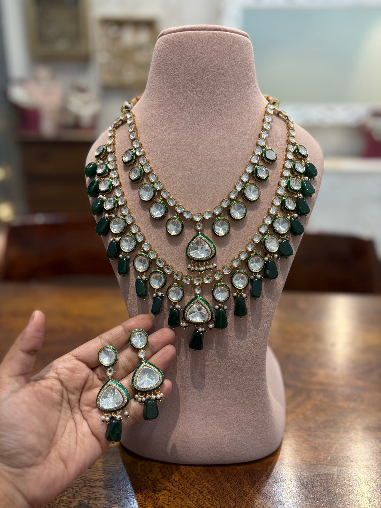 Maanvi Polki Bridal layered Necklace Set