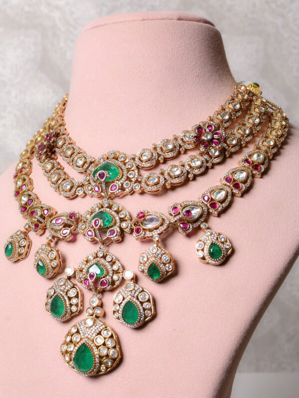 Uma Polki Bridal layered Necklace Set Copy