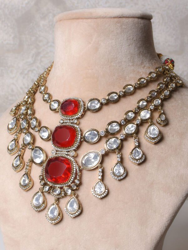 Vaachi Polki Ruby Necklace Set