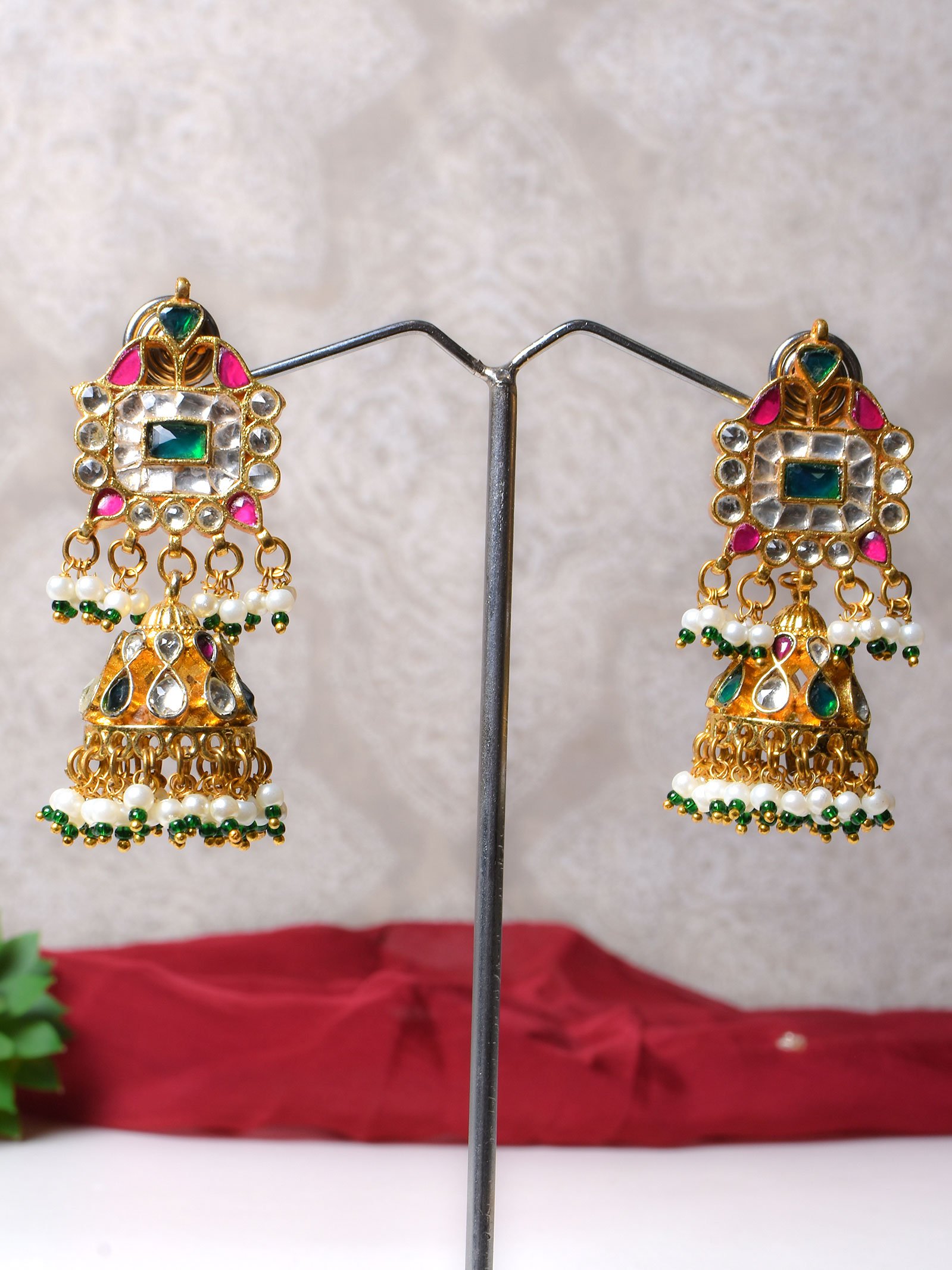 Drishani Kundan Jhumka Earrings