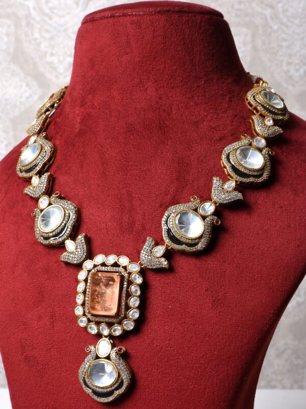 Anindita Polki Necklace Set (Coral)