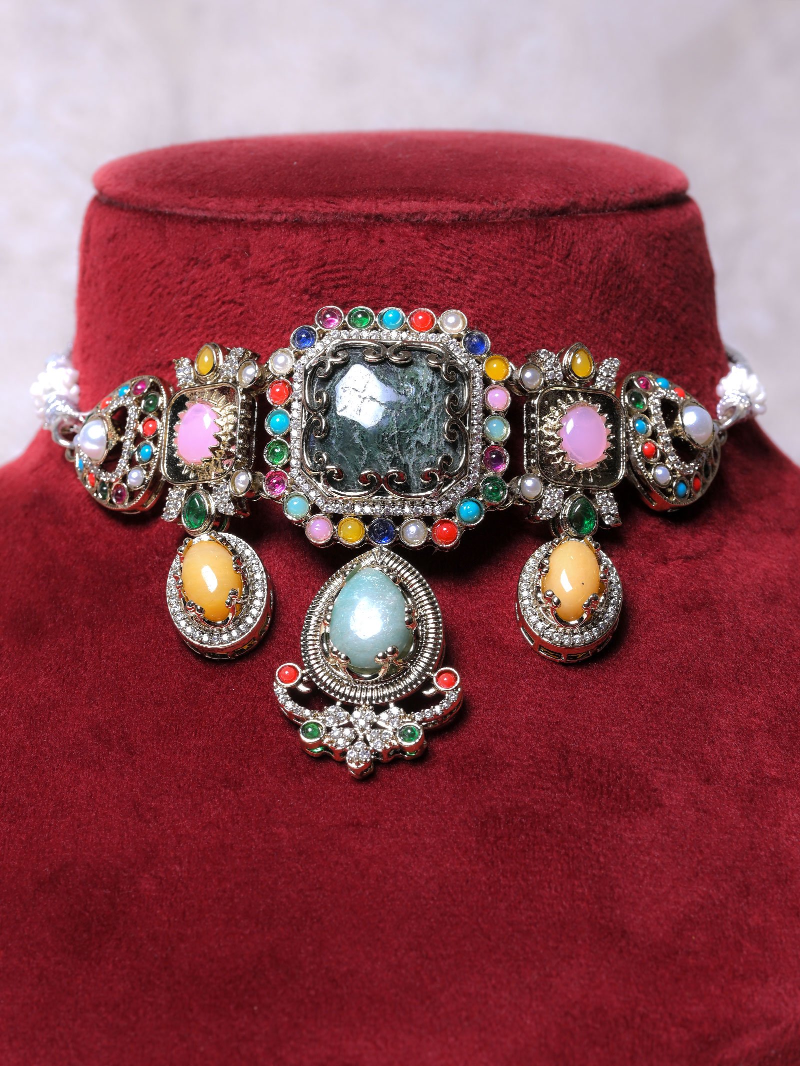 Sabha Multicolor Polki Choker Set Copy