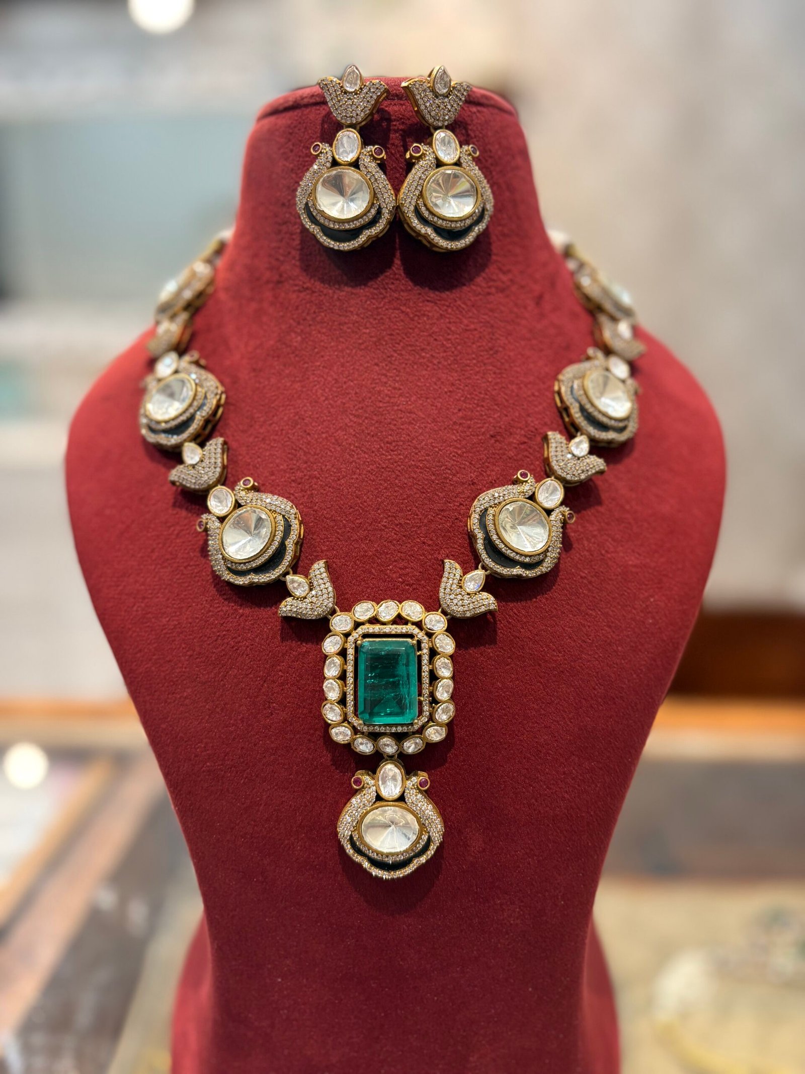 Anindita Polki Necklace Set (Turquoise)