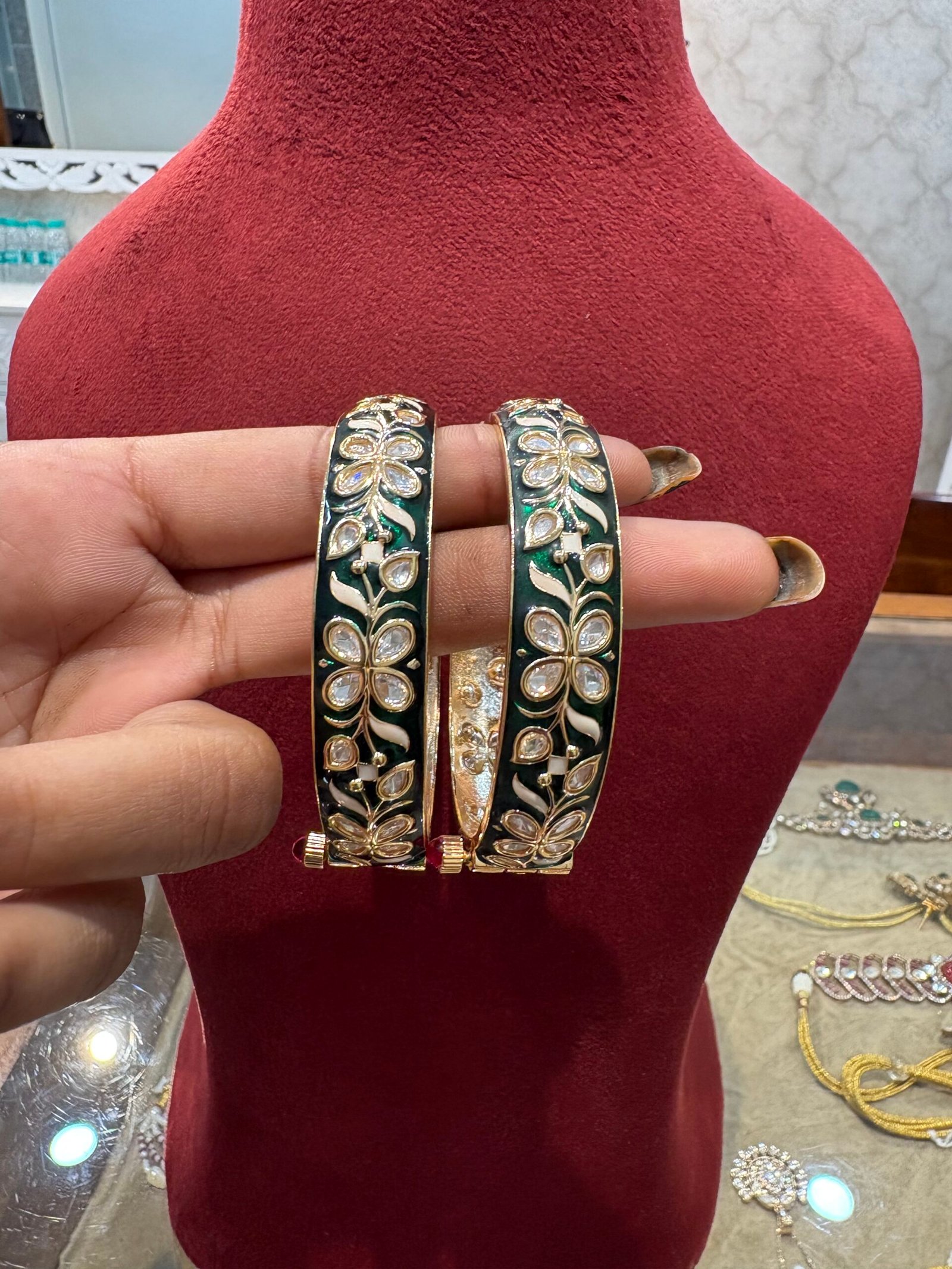 Binali Meenakari Polki Bangles