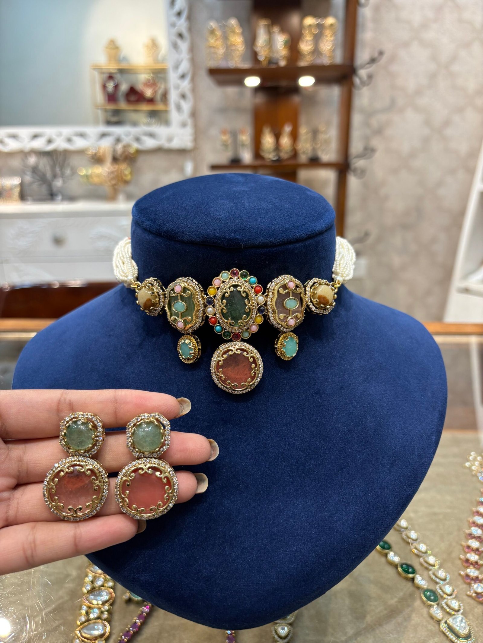 Ridhima Multicolor Polki Choker Set