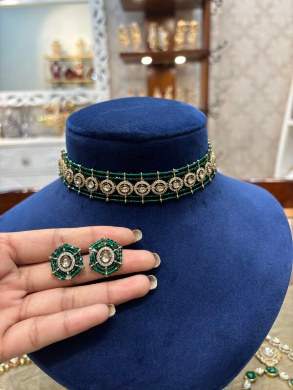 Tanirika Polki Emerald Choker Set