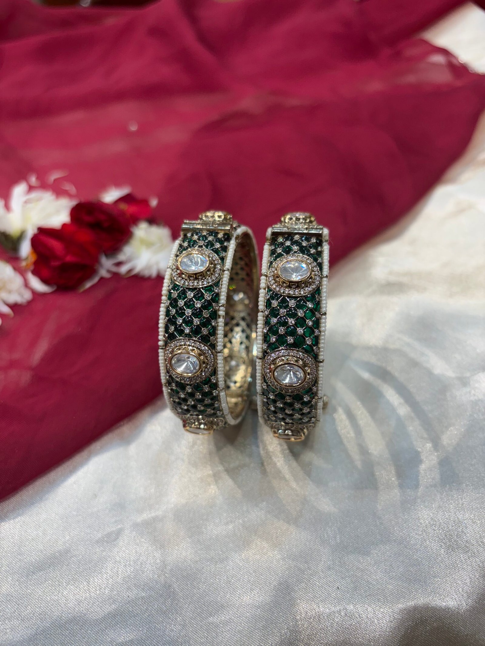Parnika Polki Emerald Bangles