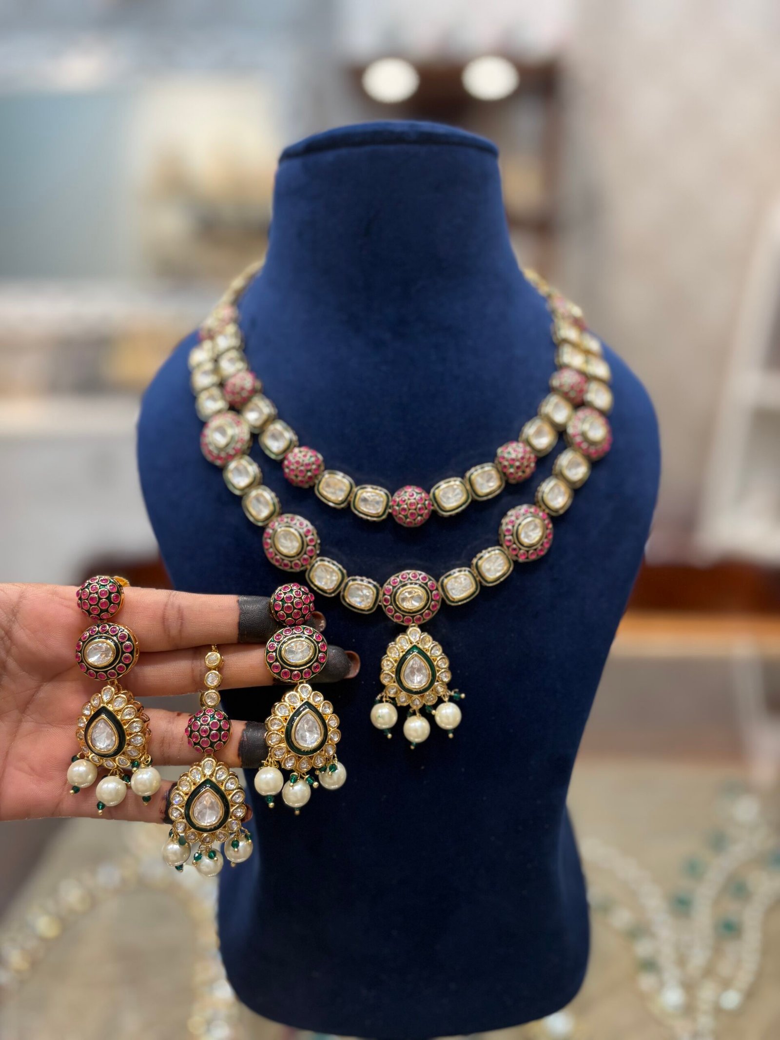 Mokshita Polki Bridal Necklace Set