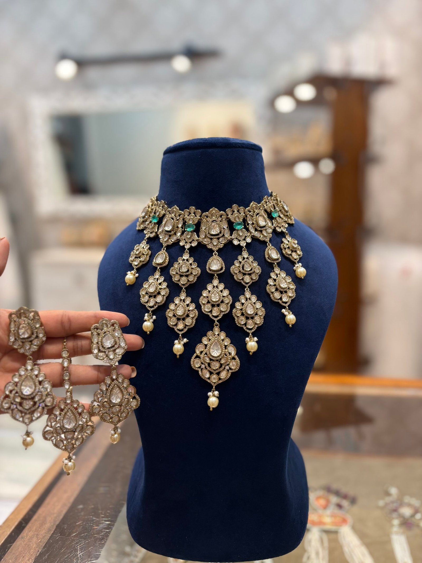 Binita Moissanite Polki Bridal Choker Set
