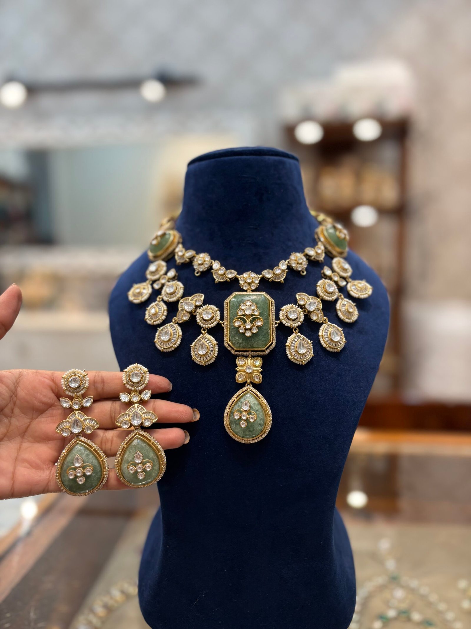 Fawziya Polki Necklace Bridal Set