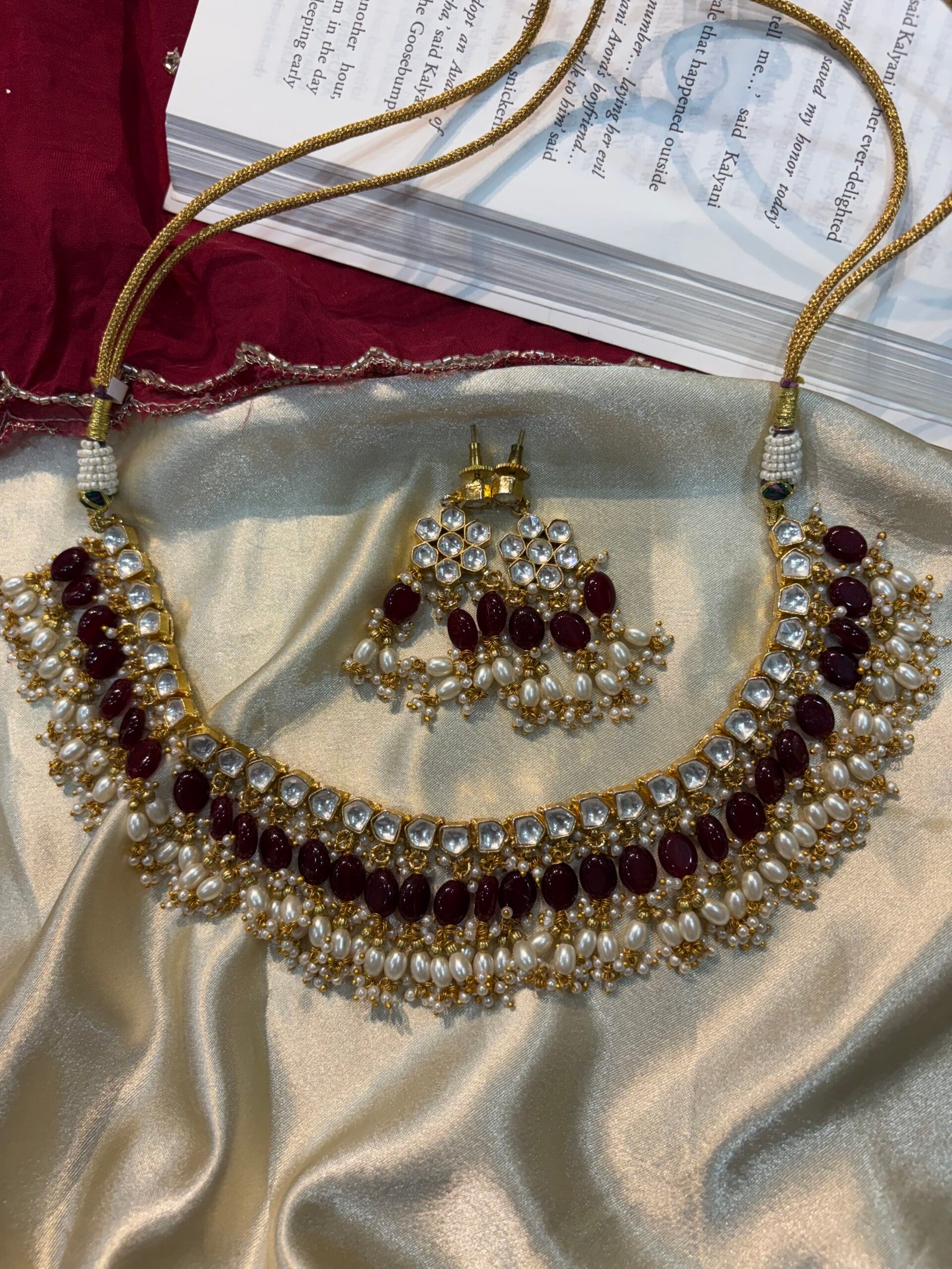 Sarika Kundan Necklace Set (Ruby)